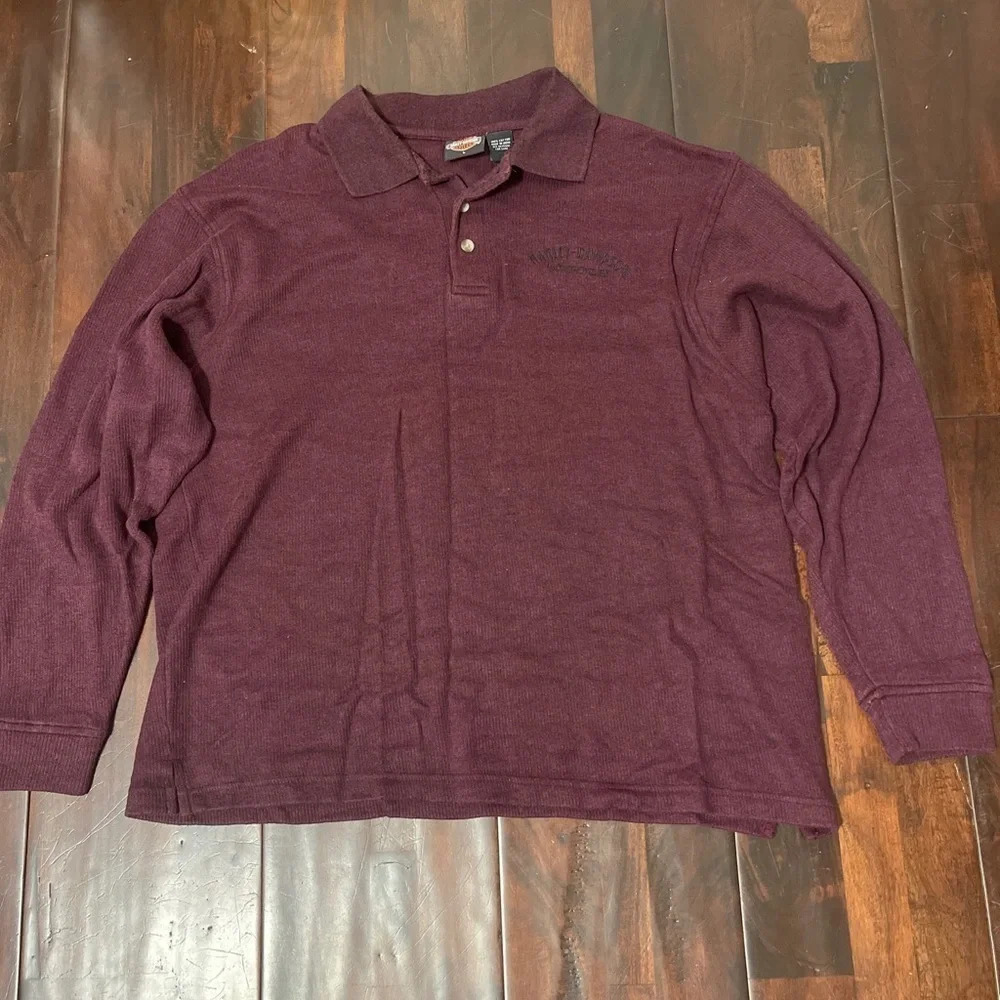 Harley Davidson Collared pullover‎ mens size large embroidered cotton